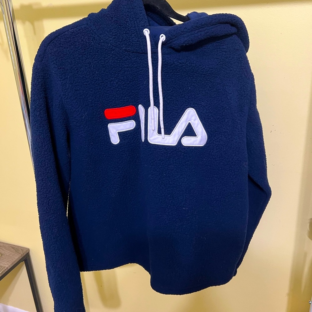 FILA navy blue fleece fuzzy sweatshirt